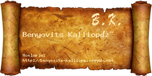 Benyovits Kalliopé névjegykártya